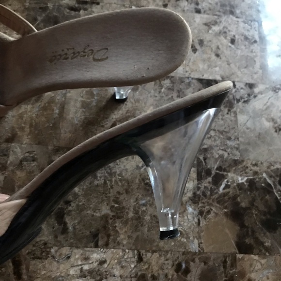 Dezario Lucite and Tan Leather Kitten Heel - 11B - 3” heel. - Picture 3 of 3